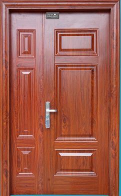 CỬA THÉP VÂN GỖ 2 CÁNH LỆCH KING BAC 03