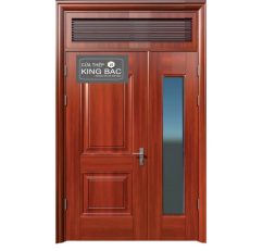 CỬA THÉP VÂN GỖ 2 CÁNH LỆCH KING BAC 05