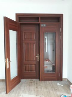 CỬA THÉP VÂN GỖ 2 CÁNH LỆCH KING BAC 06