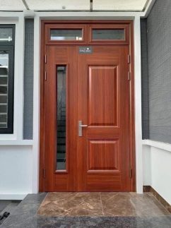 CỬA THÉP VÂN GỖ 2 CÁNH LỆCH KING BAC 07